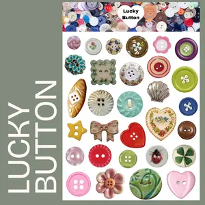 Lucky Button Sticker Sheet - Assorted Designs for Customization and Fun