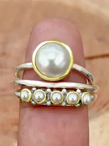 1 PC Retro Style Faux Pearl Ring For Women For Wedding Engagement Party Jewelry Valentine's Day Gift