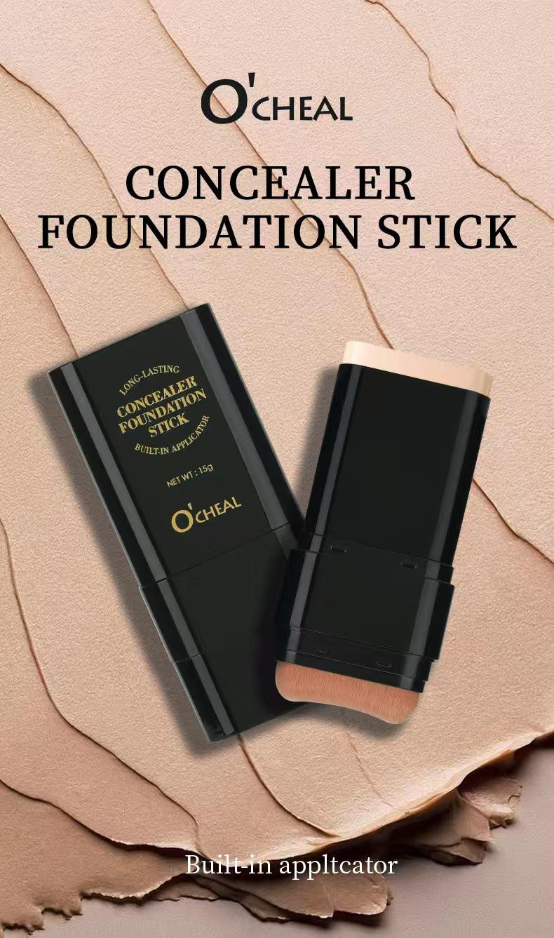 O’CHEAL Concealer Stick, waterproof and sweatproof, dual-ended design with built-in brush, brightens and hydrates, long-lasting and colorfast, available in 6 shades,sunscreen