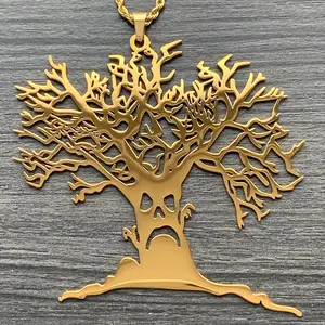 Haunted Mound Harold Necklace 3" Gold Plated Mirror Polished Sematary Pendant in 316L Surgical Stainless Steel with Free Gift Chain