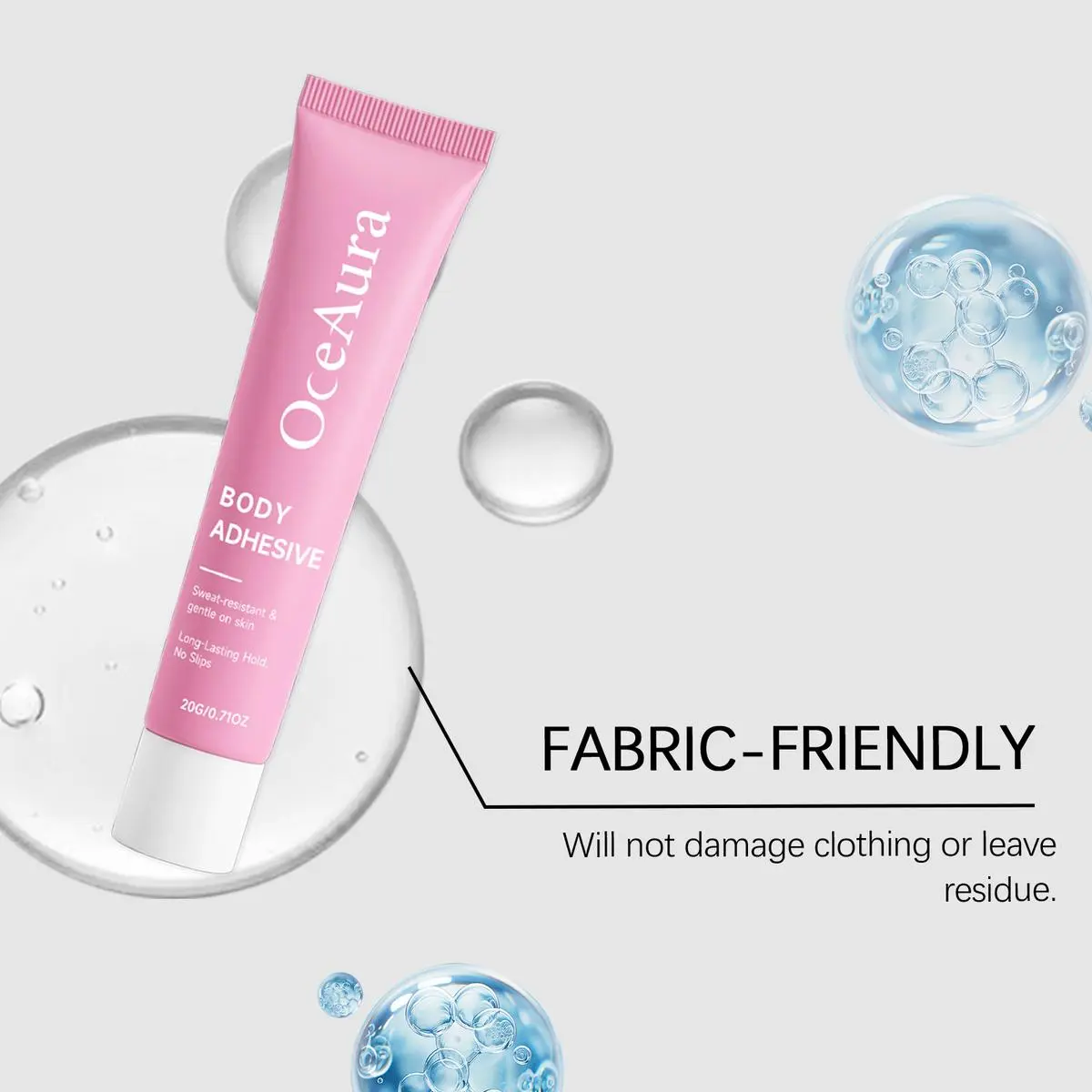OceAura clothing adhesive for the body provides a secure hold and is not prone to falling off; it is lightweight, fits well, and does not damage clothing