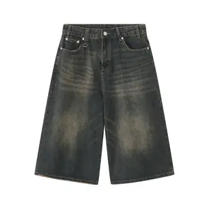 Inflation Streetwear Vintage Washed Baggy Jorts 2026 Spring Summer New  Distressed Wide Leg Denim Culottes Y2K Oversized Knee Length Jean Shorts