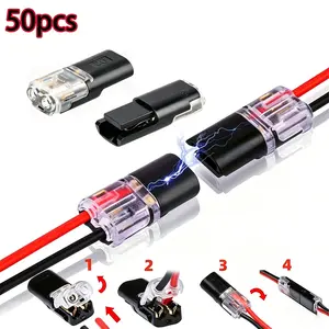 50 Pcs Locking Dual-Wire Plug Connectors, Push-Type 2-Pin 2-Way LED Cable Connectors, Quick Pluggable Wire Connectors for Easy Installation