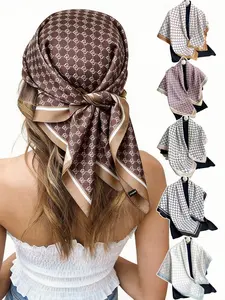 5-pieces Scarf for Women Spring & Summer Casual Versatile Square Scarves, 90cm Muslim Headscarves, Mother's Day New Arrival, Suitable for Outdoor Travel, Shopping, and Strolling, Also Ideal for Bag Accessories and Hair Accessories