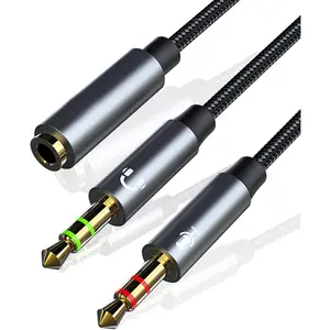 PC Splitter Cable Replacement for HyperX Cloud II, Alpha, Stinger, Core, Astro A10 A40, Turtle Beach Recon 70, SteelSeries, Sennheiser Game Headphone Y-Adapter 12inch