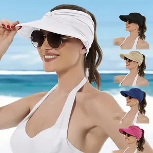 Women's UPF 50+ UV Protection Sun Visor Hat | SunSafeTok That Girl Aesthetic High Ponytail Wide Brim Hat | Birthday Gift for Her Beach Golf Hiking Outdoor Daily Casual Wear