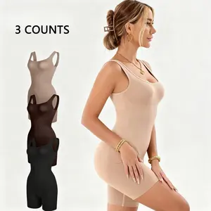 【3-pcs】Seamless Tummy Control Shapewear Full Body Women's Bodysuit, Ultra Stretch Fabric, Breathable Mesh Design, Comfortable Fit, Suitable for All Seasons Womenswear Compression