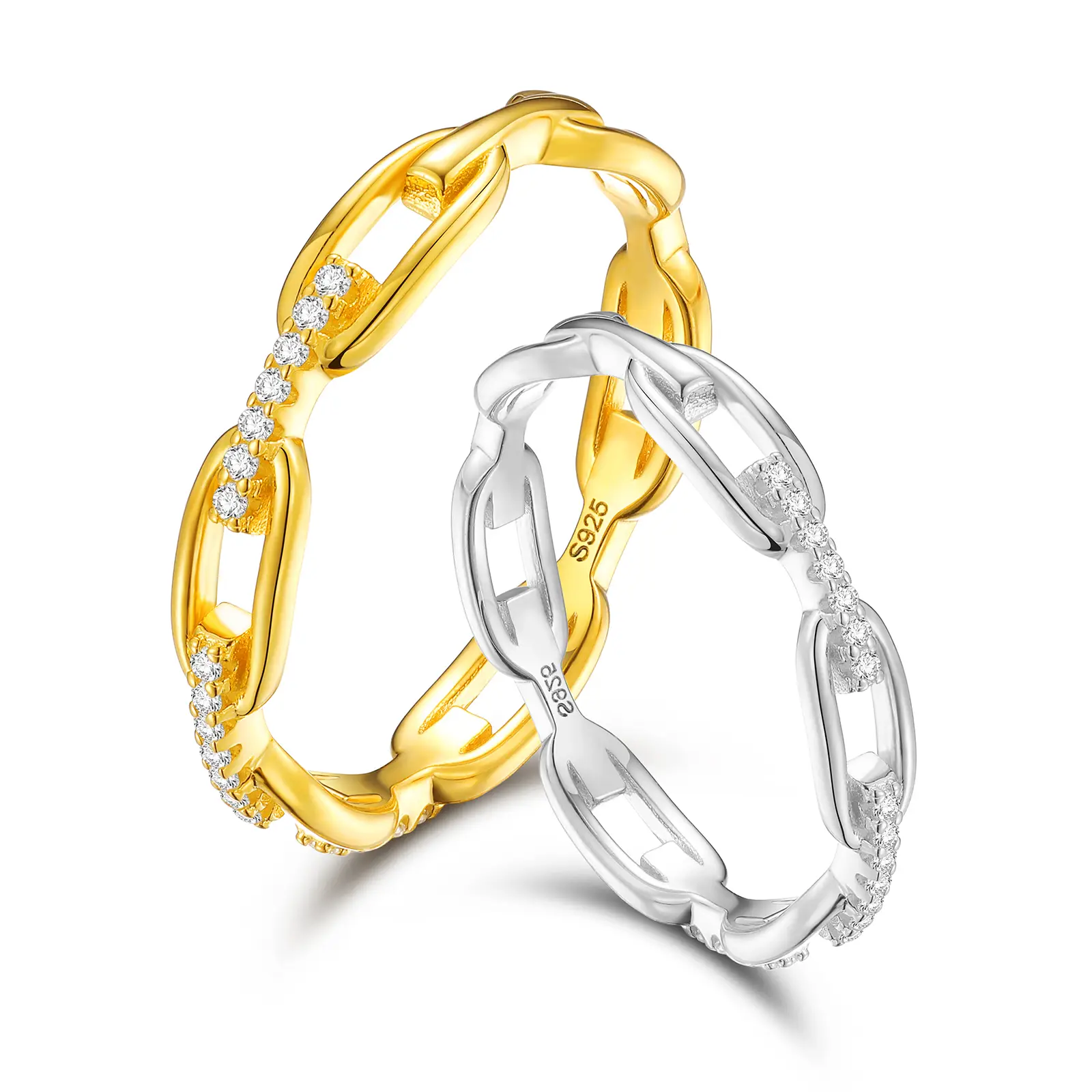 【#R45】3mm Cuban Link Ring Curb Link Chain For Women Couples Unisex Vintage Stylish Rings Golden Silver Color Hip Hop Men Fashion Jewlery