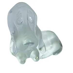 Vintage Viking Art Glass Frosted Basset Hound Dog