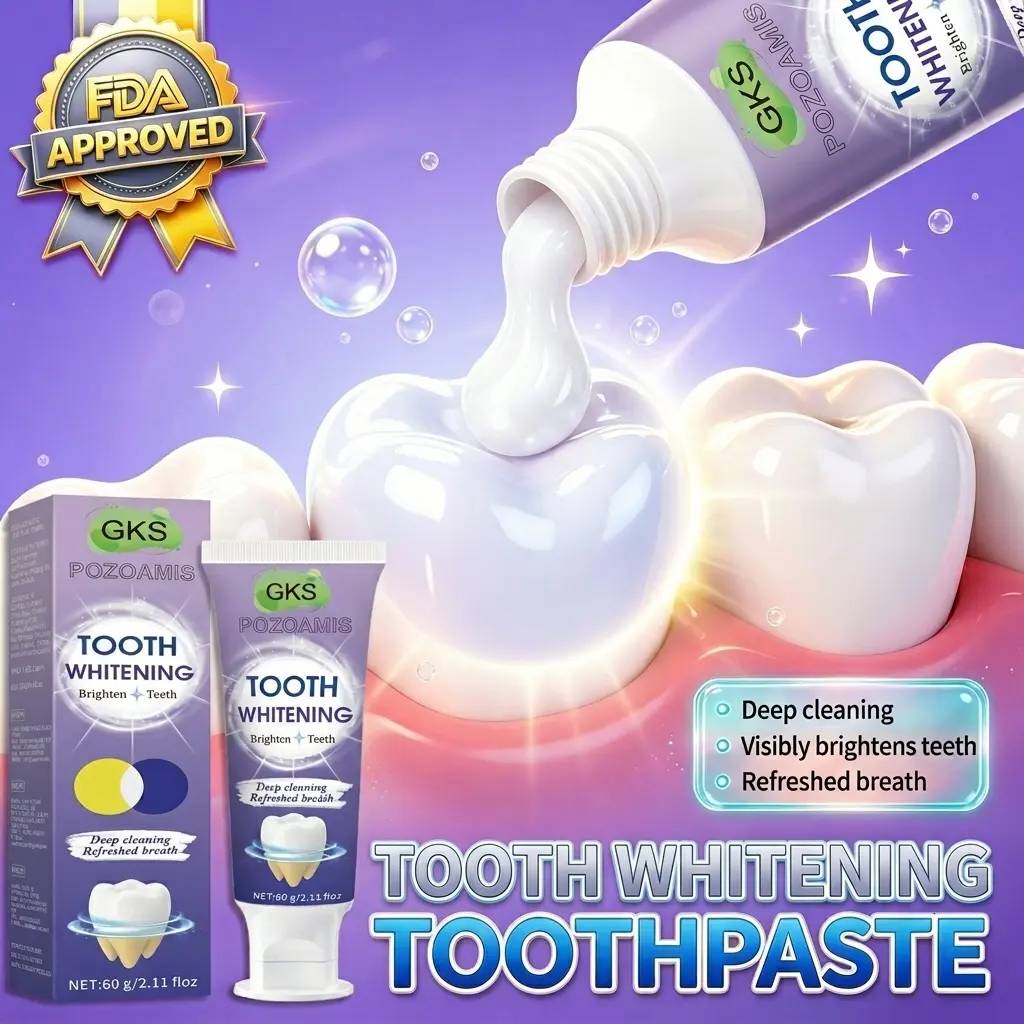 POZOAMIS Oral Cleansing Tooth Whitening Toothpaste, Gentle Daily Deep Cleaning Formula, Mint-Fresh Breath, Safely Removes Extrinsic Coffee & Tea Stains, Brightens Teeth