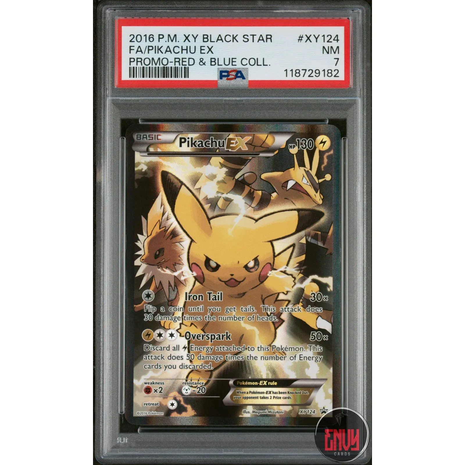 Pikachu EX Xy124 Red & Blue Collection Black Star Promo Pokemon PSA 7