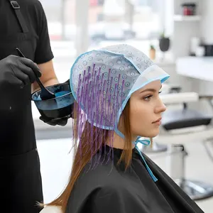 2pcs Hair Coloring Cap with Plastic Hook Hair Dispenser set, Single-time use hair dye tool set, Professional Highlight & Hair Dye Accessories, Salon Grade Hair Tinting Kit.