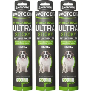 Pack of 3 All-Purpose Pet Mega Oversized Lint Roller Refills 50 Sheets Each Perfect for Pet Hair Removal and Daily Clothes Cleaning