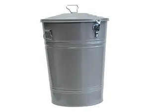 Enameled Galvanized Steel Storage Container, Light Gray