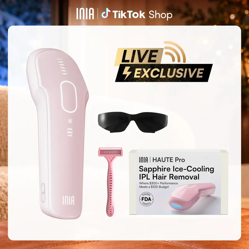 【LIVE EXCLUSIVE】INIA HAUTE Pro Sapphire Ice-Cooling IPL Hair Removal Device – Painless, FDA Cleared, Full Body & Bikini Use, Long-Lasting Results for Women & Men, 2-Year Warranty – Stay Cool & Smooth This Summer，Summer Beauty Gift Ideas