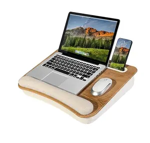 Portable Lap Laptop Desk with Pillow Cushion, Fits up to 15.6 inch Laptop, Lap Stand for Bed & Couch & Carpet, Book Tablet/Drawing Board/Computer Laptop Stand - White