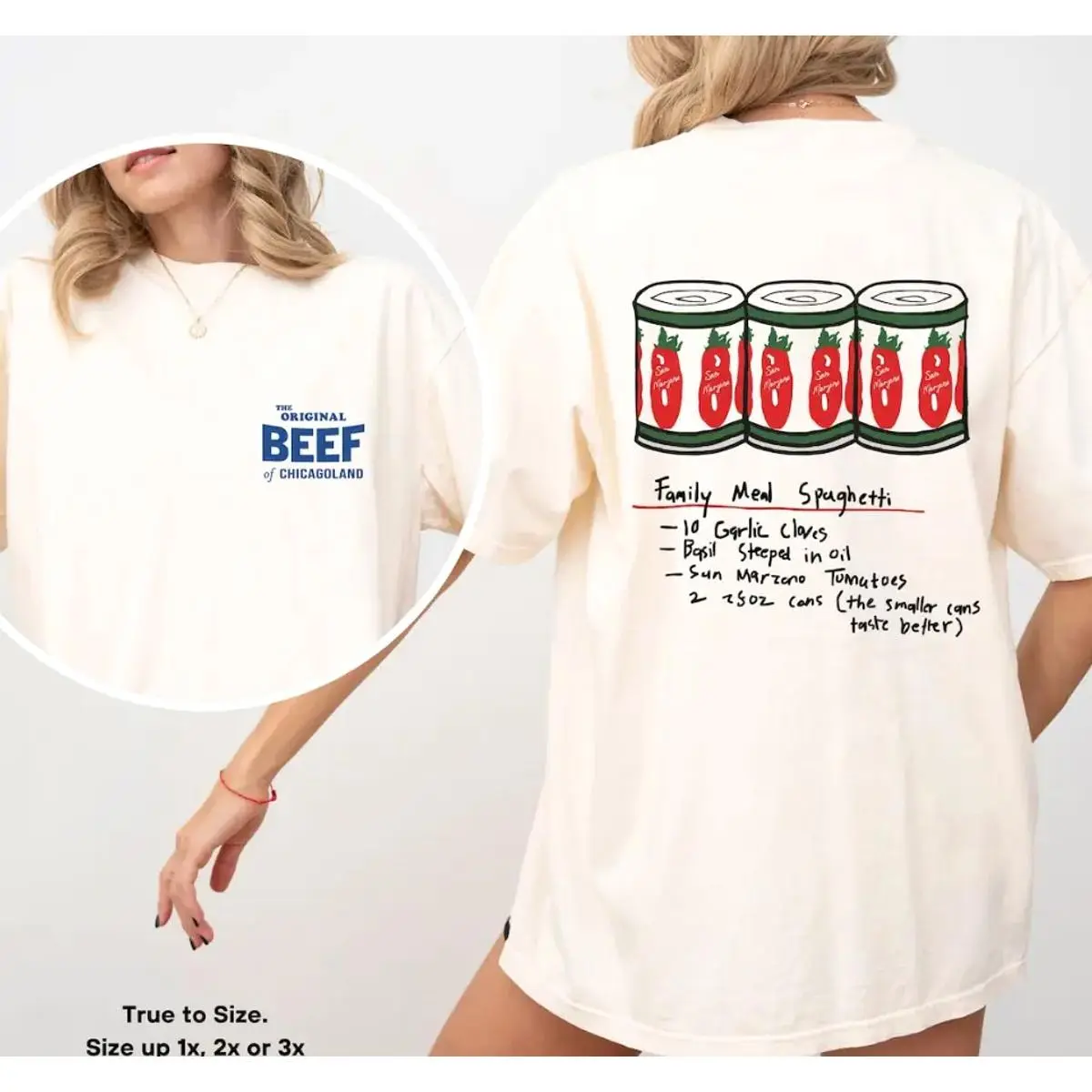 The Bear Tv Series Tshirt The Original Beef Of Chicagoland Shirt Family Meal Spaghetti Jeremy Allen Fans Unisex Tee Relaxed Cotton T-Shirt for Men & Women