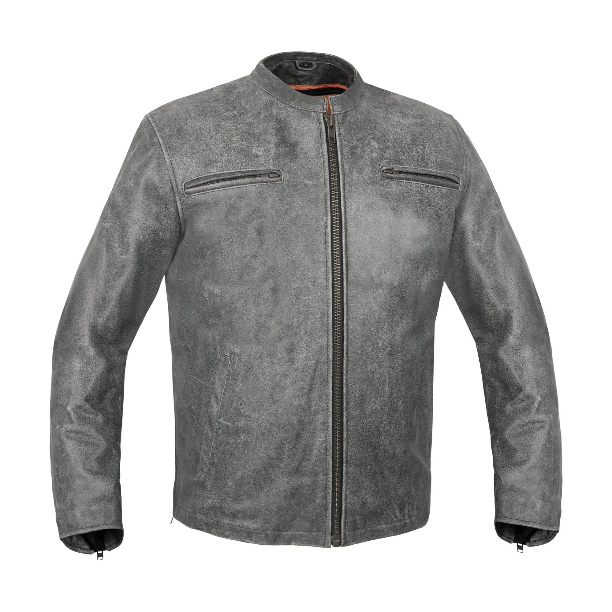 DANIEL SMART Rocco Men's Sporty Gray Cowhide Leather Motorcycle Jacket, All-Season Long Sleeve with Stretch Panels and Concealed Carry Pockets, Tops, Multi-Function, 1.2 – 1.3Mm Leather, Biker, Conceal Carry, Modern Fit, Reinforced Shoulder Support, Mensw