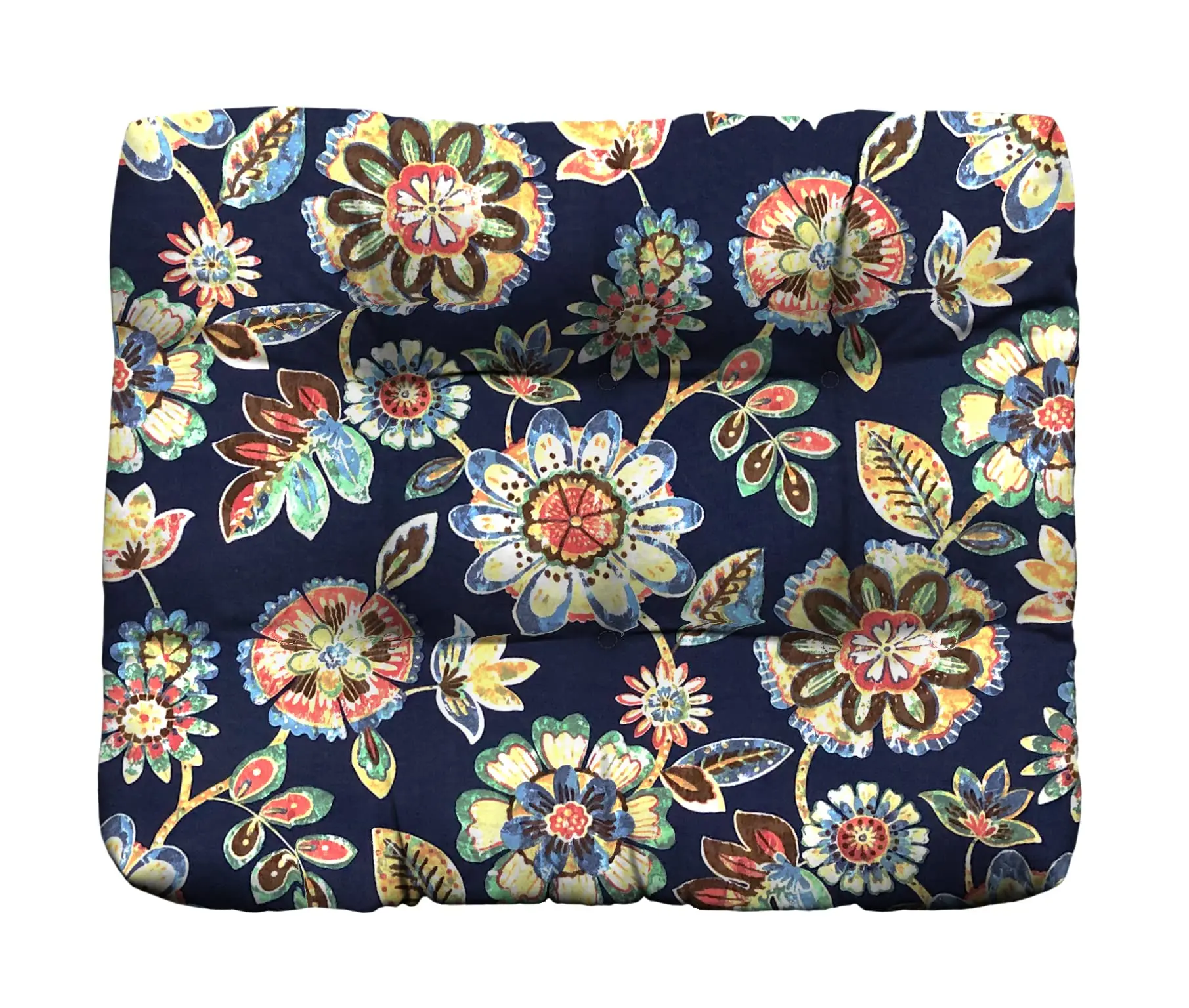 RSH Decor Tufted Ottoman Cushion 24"x20" Outdoor Water-Resistant Spun Fabric for Patio Furniture Daelyn Navy