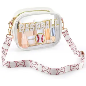 Baseball  Day Transparent Bag for Stadium Events Crossbody Purse Bag Stadium Approved Clear  Purse for Baseball Concerts  Events