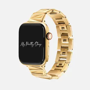 My Pretty Strap – Compatible Apple Watch Band – Stainless Steel iWatch Strap for Women – Series 1–10, SE & Ultra (38MM / 40MM / 41MM / 42MM / 44MM / 45MM / 49MM) – Gold, Silver - Oceana