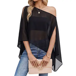 Avidlove Womens Off the Shoulder Flowy Tops Casual Fashion Blouses Batwing Sleeve Chiffon Shirts Going Out Tops