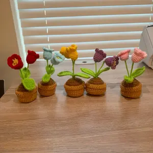 Crocheted Mini Lily O' the Valley for Home Decor - Handmade Knitted Flower Decorative Fruit statue figurine Plants Room home accent