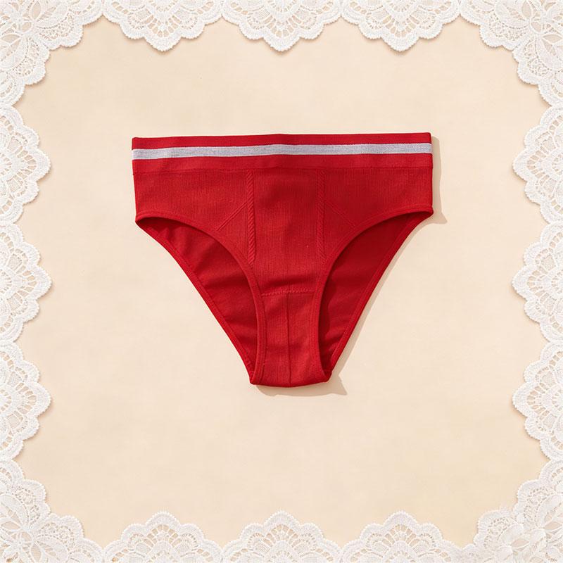 6PCS Solid Color Striped Waistband Women’s Panties, Skin-Friendly, Butt-Lifting, Breathable, Triangle Briefs for Everyday Wear and Dates