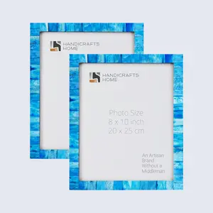 Handicrafts Home 8" x 10" Picture Photo Frame Turquoise  –  Handmade Gift - Pack of 2