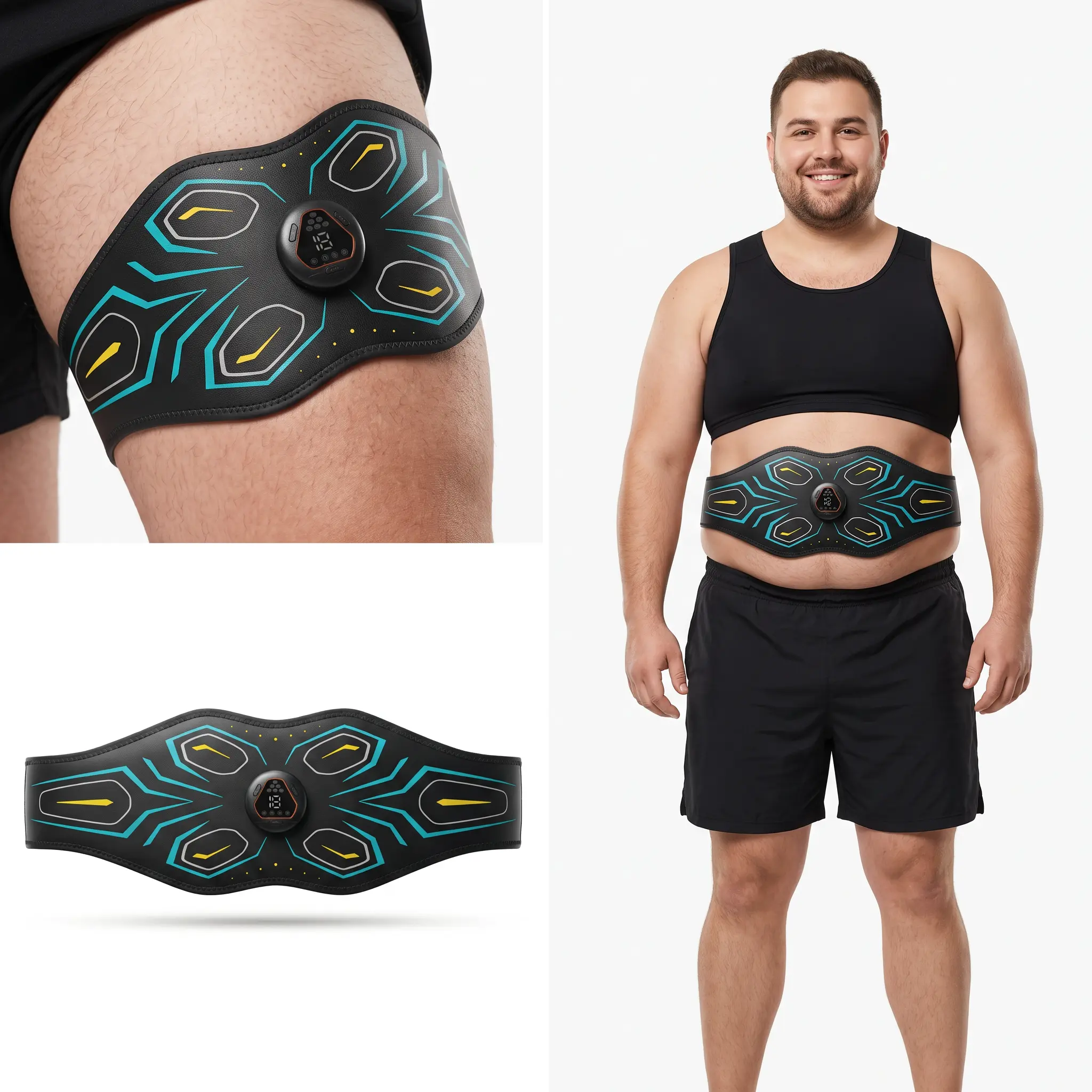 Plus-Size Adjustable Wrap Abdominal Fitness Belt - Core Training Accessory, Post-Exercise Muscle Relax Gear for Waist/Abdomen/Thighs, Home Workout Equipment for Men & Women