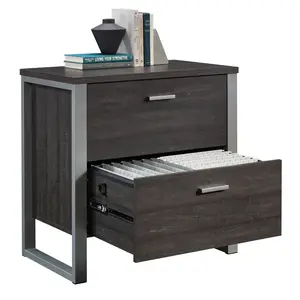 Rock Glen Lateral File Cabinet - Modern 2-Drawer Storage with Full Extension Slides & Sleek Black Finish for Home Office or Living Room