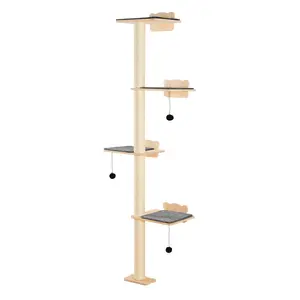 【fathersdaygift】VEVOR Wall Mounted Cat Shelves Tree with Platform Tree-Shaped Cat Furniture Set