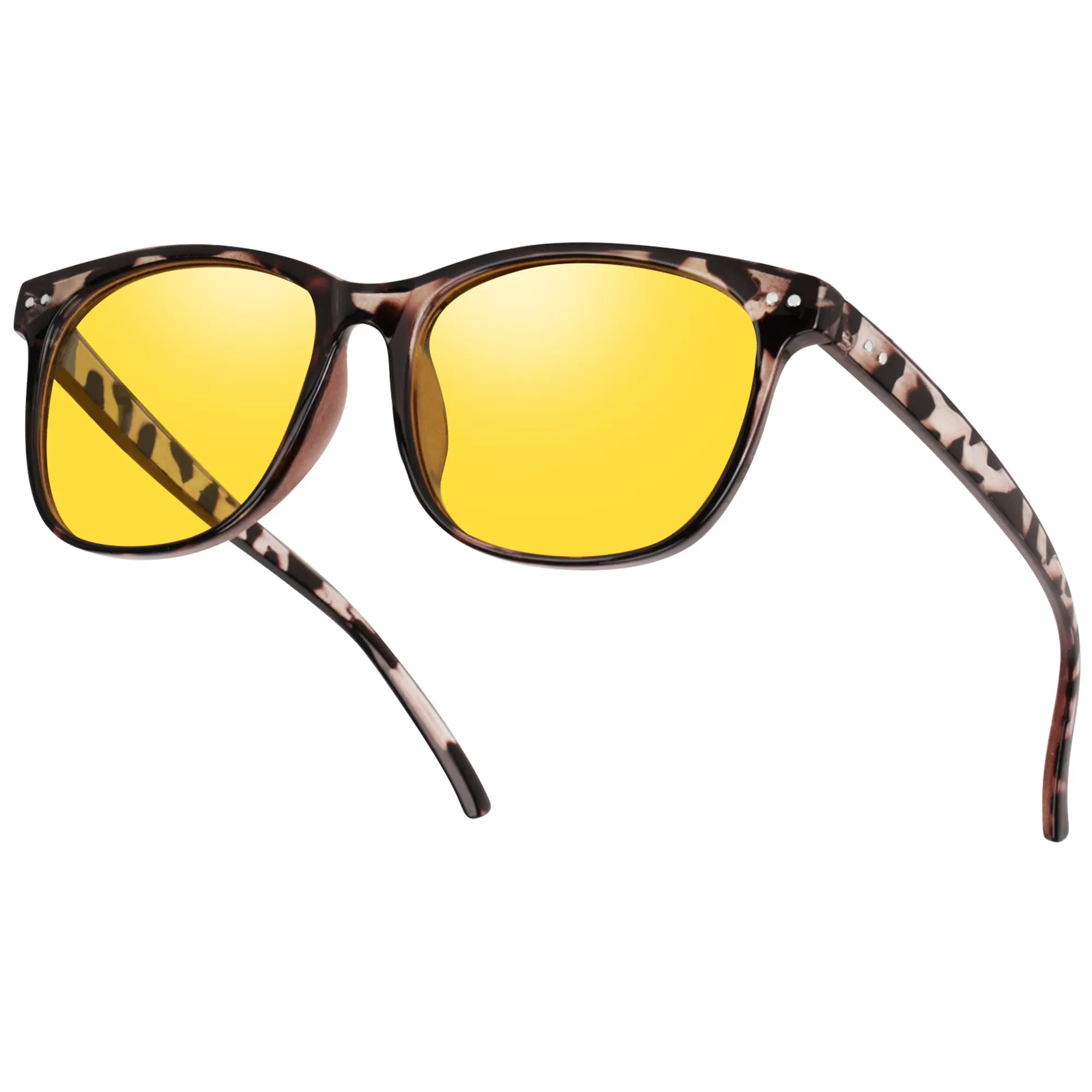 HAOLOTA Night Vision Driving Glasses Polarized HD Yellow Tinted Anti Glare Sunglasses for Men Women Square Shape Lightweight Comfortable Stylish Design Unisex