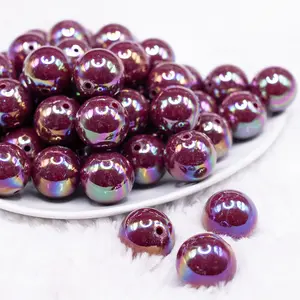 20mm Wine Red Solid AB Bubblegum Beads 20mm Wine Red Solid AB Bubblegum Beads