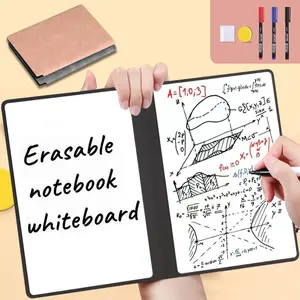 / A5 Reusable Whiteboard Notebook, Portable Erasable Board, PU Cover, Includes Blue Markers & Cloth, Back-To-School Gift