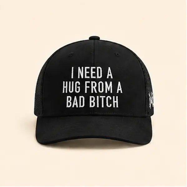 Hug From A Bad B* MadHatter's Embroidered Trucker Hat Snapback Adjustable