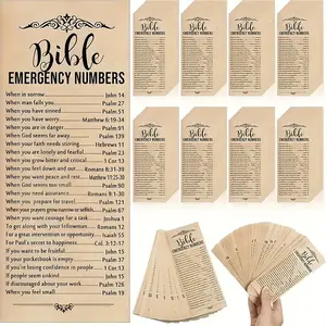 Inspirational Bible Verse Emergency Numbers Bookmarks, 50pcs Paper Design, Ideal for Church & Sunday School Supplies, Perfect Religious Gifts