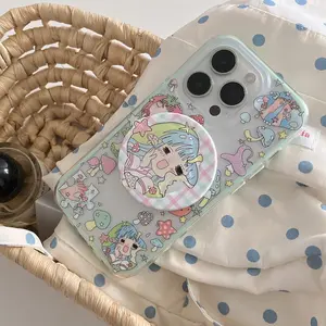 Matte Sakura Miki Phone Case with Stand, Compatible with iPhone 16 Pro Max, 15 Pro Max, 14 Pro, 13 Pro, Fashion Women's Simple Design