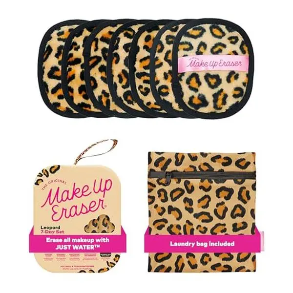 The Original Makeup Eraser 7-Day Set, Erase All Makeup With Just Water, Including Waterproof Mascara, Eyeliner, Foundation, Lipstick, Sunscreen, and More! Leopard, 7ct