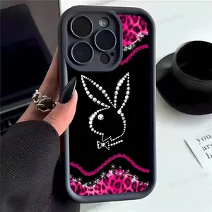 Cartoon Rabbit Print "Playboy" Style Phone Case — Compatible with iPhone 11–17 Pro Max/Plus Series and Samsung Galaxy S23– Series — Shockproof Silicone Protective Cover