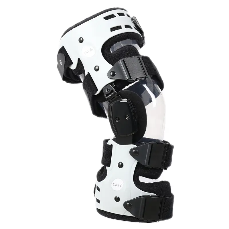 Adjustable Knee Immobilizer - Asymmetric OA Unloading Brace, Single-Room Decompression Support with Velcro, Breathable Fabric, Light Weight Plastic, Left-Right Distinct, Adult Universal for Daily Management of Osteoarthritis & Joint Maintenance