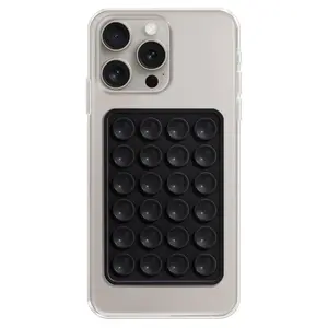 Silicone Double-Sided Suction Cup Phone Case Detachable Mount Sticky Grip for iPhone Higher Suction Power Hands-Free Holder for Selfies Videos Pink Black