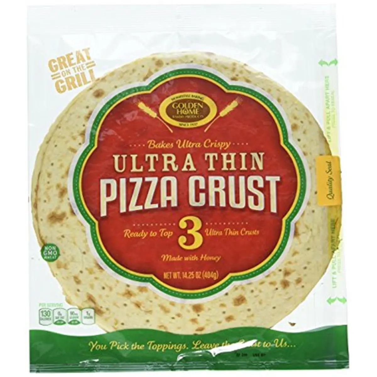Golden Home Pre-Made Ultra-Thin Crust Pizza - 12 in, 14.25 oz, Pack of 10, Pre-Made Crust