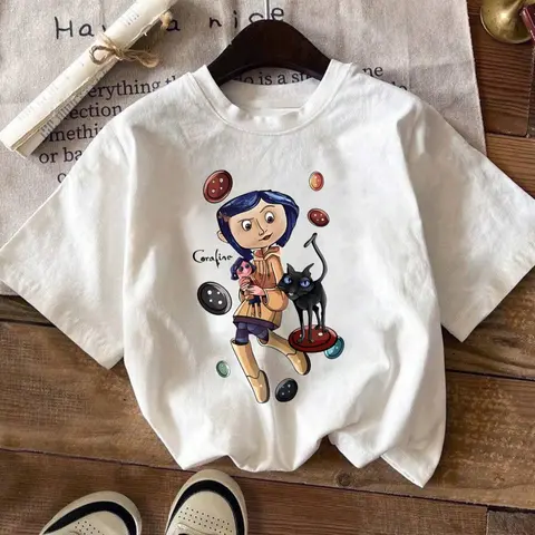 Women's Cartoon Cat & Girl Print Round Neck Tee, Apparel T Shirt, Casual Tee Shirts, Fashion Casual Crew Neck T-Shirt for Daily Holiday Vacation Outdoor Wear, Ladies Clothes for All Seasons