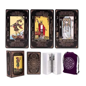 Beginner's Classic Durable Tarot Deck with Meaning Guide Book, Black Novelty Toy for Enthusiasts