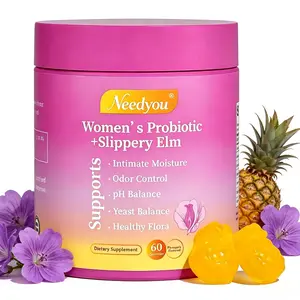Her Juicy Women's Probiotics Slippery Elm Gummies - Tasty Hawaiian Pineapple Formula Blended Slippery Elm, Prebiotics & Lactobacillus for Women’s pH Balance & Dryness Relief, 60 Counts Women’s Probiotics