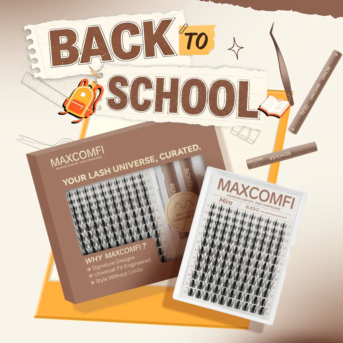MaxComfi Mira Manga Lash Clusters, DIY Eyelash Extensions for a Natural Voluminous Look, Super Soft with Thin Band, Waterproof & Long-Lasting for Beginners, Lash Cluster, Natural Lash Clusters,sunscreen,back to school