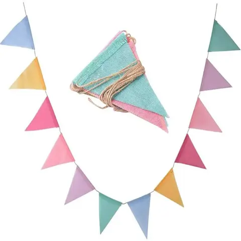 1 Count Burlap Vintage Colorful Bunting Pennant, Hanging Banner for Birthday Party, Wedding & Home Decor, Party Decorations Banners