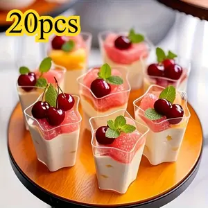 20 Pack Star Shaped Tiramisu Cups – Plastic Dessert Glasses for Ice Cream, Pudding & Parfait | Perfect for Christmas, Halloween, Birthday Parties & Outdoor Celebrations