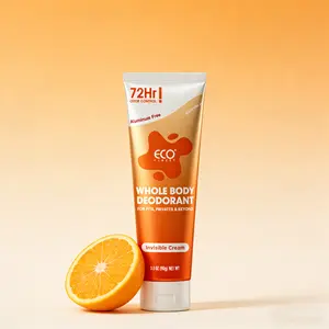 ECO Finest Whole Body Deodorant Cream 72Hr Odor Control Aluminum Free Invisible Cream Sweet Orange Scent No Baking Soda Parabens 3.0 oz